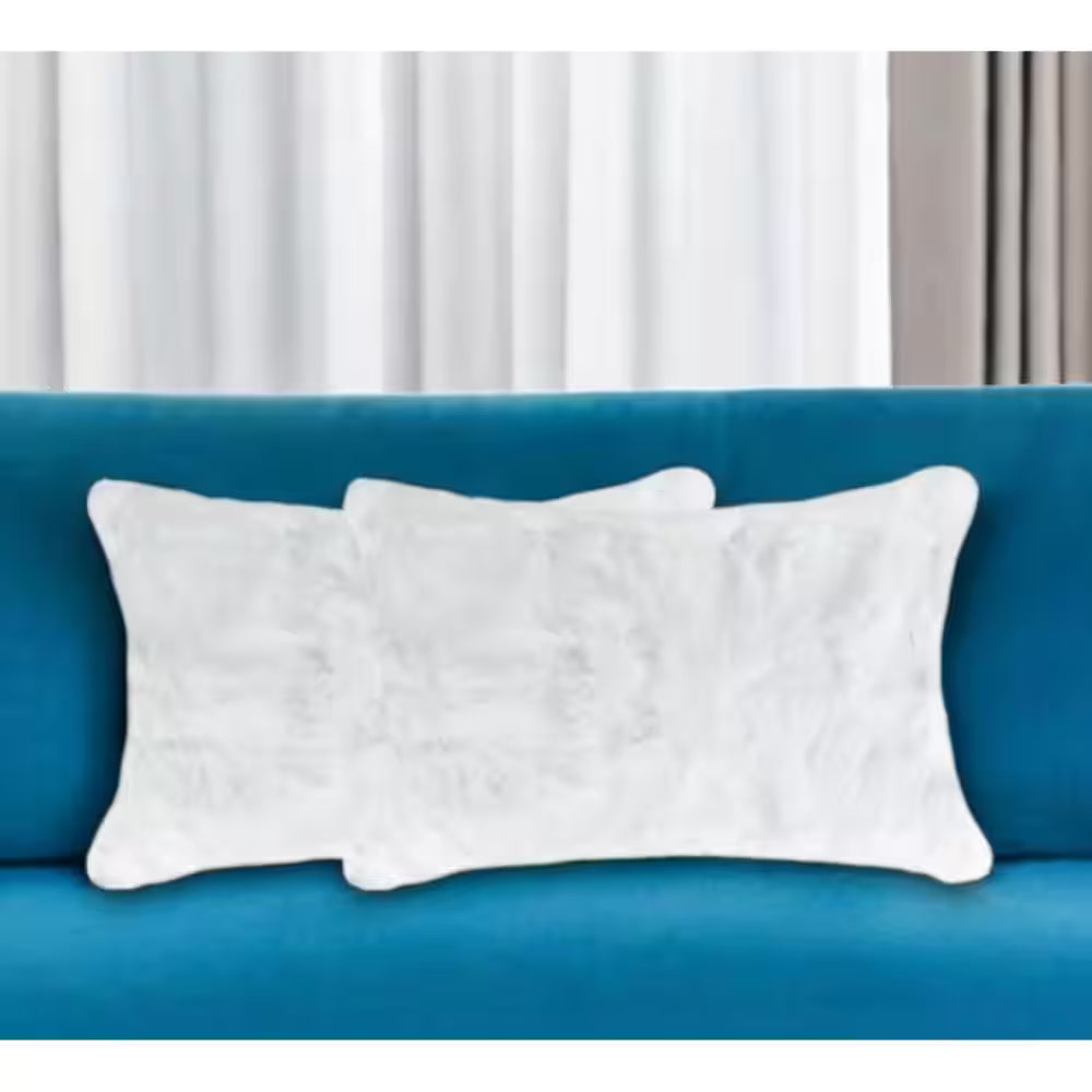 White Animal Print Cotton 12 In. X 20 In. Throw Pillow Set of 2