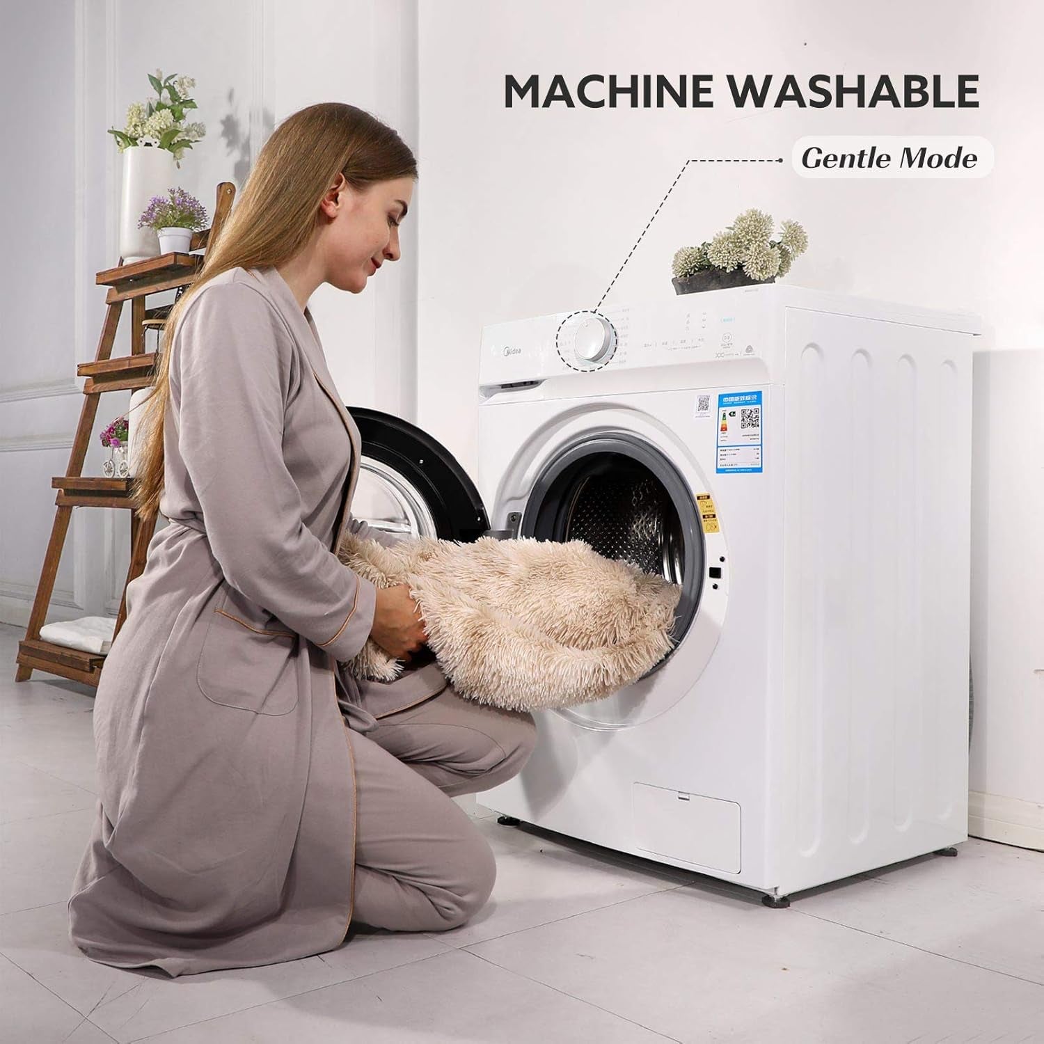 Decorative Soft Fluffy Faux Fur Throw Blanket 50" X 60",Reversible Long Shaggy Cozy Furry Blanket,Comfy Microfiber Accent Chic Plush Fuzzy Blanket for Sofa/Couch/Bed,Breathable & Washable,Beige