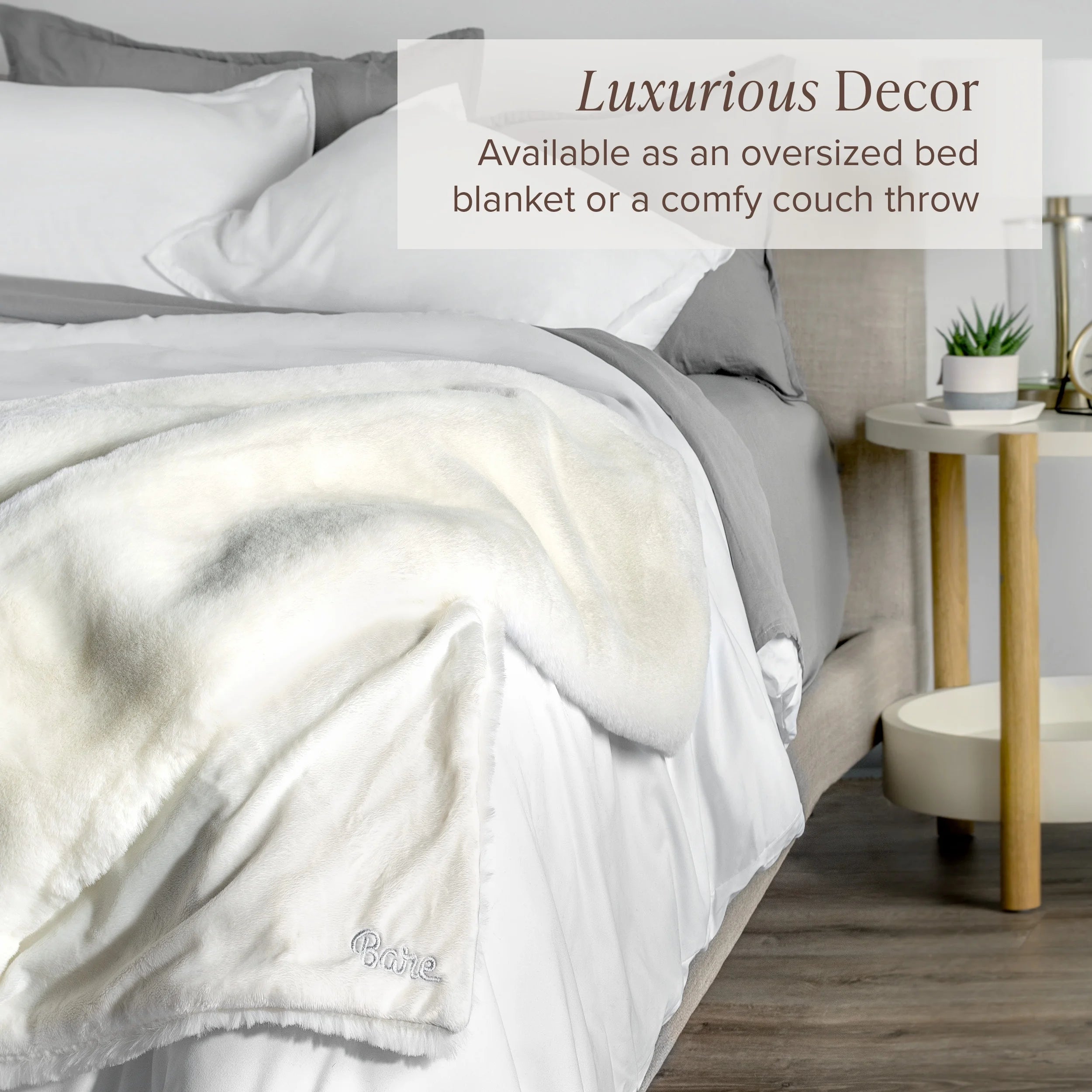 Faux Fur Blanket - 47" X 60" - Ultra Soft Fleece - Throw, White