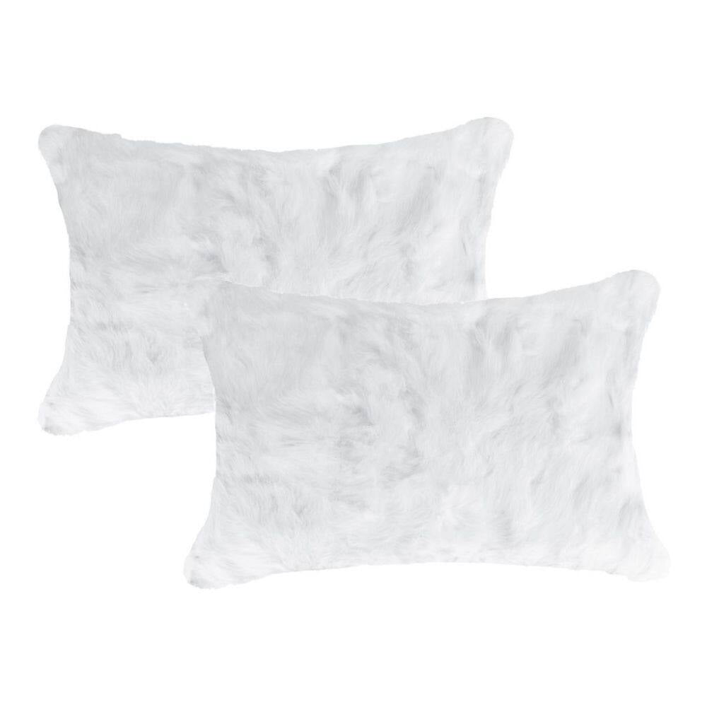 White Animal Print Cotton 12 In. X 20 In. Throw Pillow Set of 2